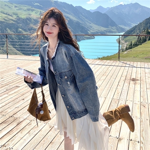 2025流行牛仔外套女新款小众设计感宽松BF风春秋季别致夹克衫图片