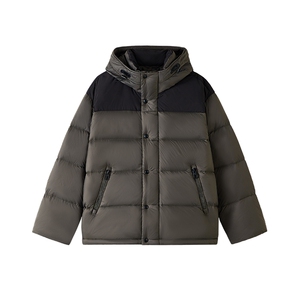 90%绒新标有报告连帽撞色韩版宽松羽绒服外套上衣Y990/370图片