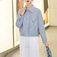 BAO欧货翻领PU皮衣外套女2025新款春秋短款超好看机车服水洗夹克，女装皮衣，潮流依族