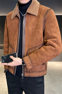 含羊毛皮毛一体外套男2025冬季新款加绒加厚夹克B240-P1588-P245图片