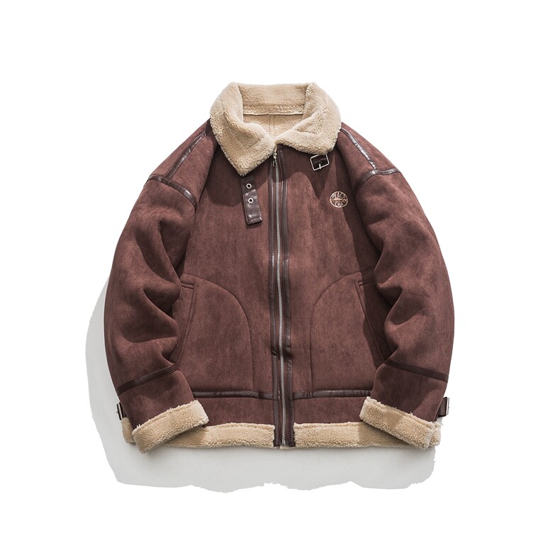 2024冬装褶皱拍鹿皮绒羊羔毛立领棉服外套3773P195,男装棉衣,电商S012（CATTEE）