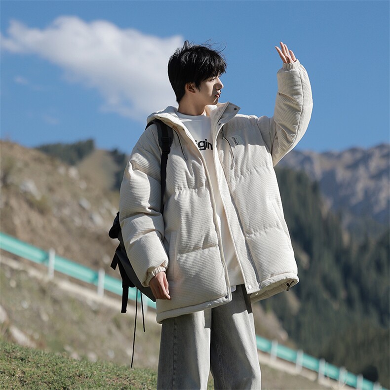 冬季青少年灯芯绒连帽棉衣潮牌羊羔毛加绒加厚棉服外套5305-P85,男装棉衣,电商B306