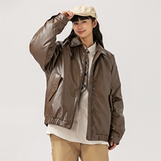 2026冬季新款男装日系潮牌纯色休闲皮衣棉服加厚外套MY382-F145，男装皮衣，电商A101（原外27）
