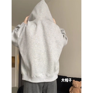 QC032-P65 连帽v领卫衣女春秋冬百搭外套 女上衣宽松图片