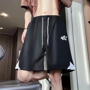 短裤男夏季拼接美式潮牌ins休闲宽松五分中裤子1001-1-DK37-P33图片
