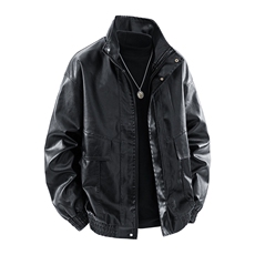 得物二开皮衣外套美式复古立领机车服PU皮夹克宽松秋JK1200-P78，男装皮衣，星座1103-3