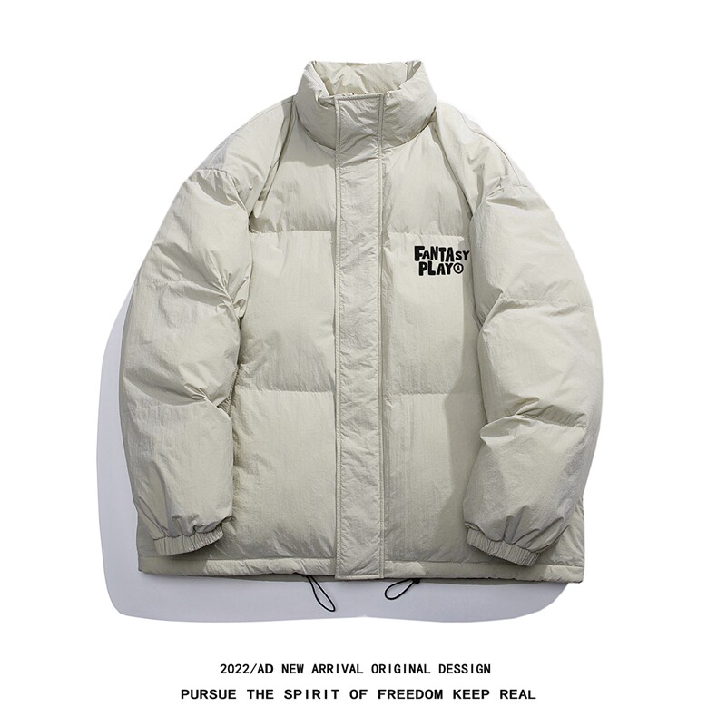 白底冬季时尚潮流设计感字母印花立领保暖羽绒服YR7183P195控258,男装羽绒服,电商A247-1