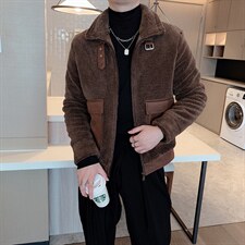 颗粒绒外套男冬季加厚毛绒棉服网红ins痞帅外套棉衣M003P140控170，男装棉衣，电商B267