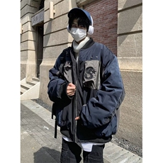 美式复古拼色机能风飞行夹克棉服男2025秋冬新款工装休闲宽松外套，男装夹克，星座506A