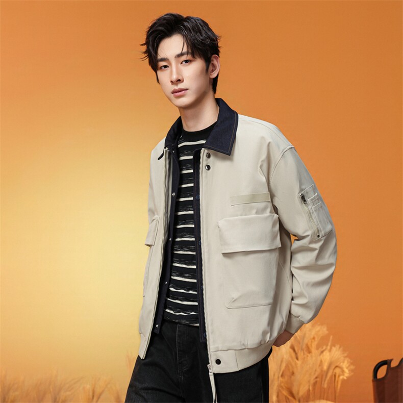 牛仔领工装夹克男士2026春季宽松休闲复古外套XZ309JK8632P85,男装夹克,星座309（原A406）