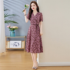 《现货新品》多色可选气质舒适印花连衣裙，女装连衣裙，魅丽静蓝