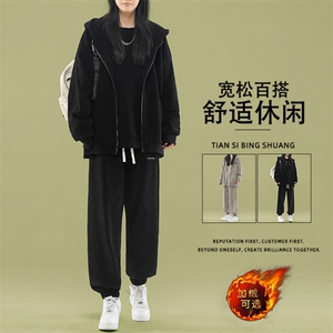 重磅条绒款垂顺休闲时尚百搭宽松套装SJT871特批176加绒特批206图片