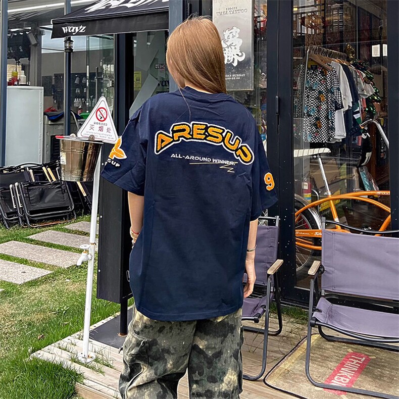 万针全刺绣工艺抖音得物高品质260克重磅纯棉双纱美式高街短袖T恤,男装T恤,电商A486