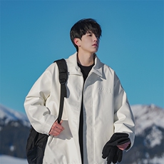 B225-W8634-P126-X158----50TC50PU--双面钢印纯色皮衣棉服外套，男装皮衣，电商B225