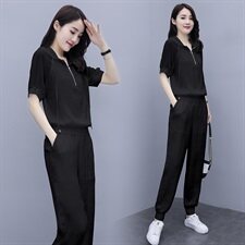冰丝运动套装女2025年夏季新款时尚洋气减龄小个子薄款休闲两件套，女装套装/套裙，仟媚宠