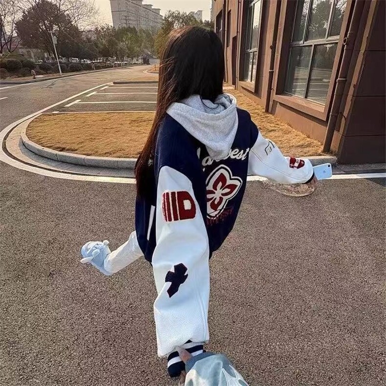 潮春秋男女新款2025年外套韩系宽松美式复古印花夹克棒球服情侣,男装夹克,星座1210-1