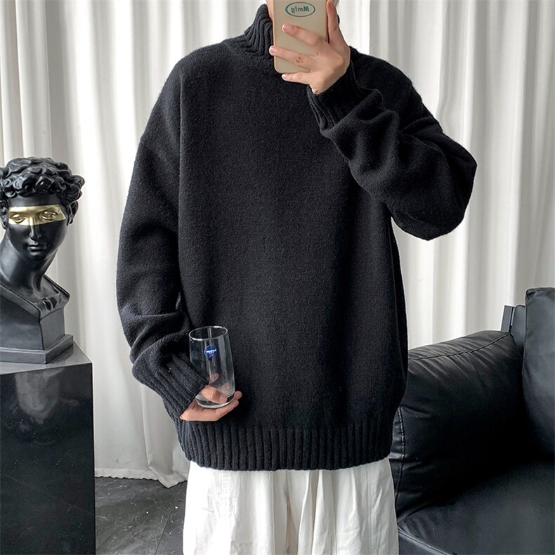 纯色高领毛衣男秋冬加厚ins潮百搭港风休闲宽松针织衫M263-P38,男装针织衫/毛衣,星座512-4