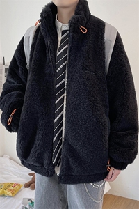 1羊羔毛棉衣外套男宽松加棉加厚ins大码情侣棉服7956P105控138图片