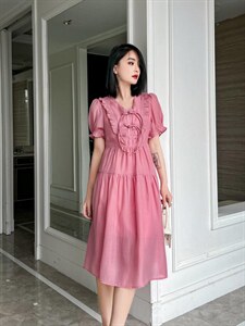 盘扣连衣裙，,女装连衣裙,红雀纺