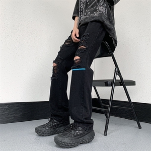 美式高街小众夏季破洞牛仔裤货号K726P60图片