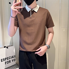 店主风社会小伙男士异色拼接翻领POLO衫男T恤301A-1/PL103/P50，男装T恤，星座301A-1