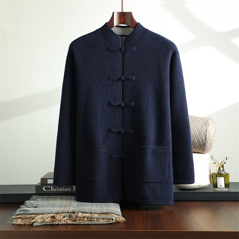 秋冬时尚新款百搭男士纯色盘扣羊绒开衫，男装羊绒开衫，绒之心羊绒