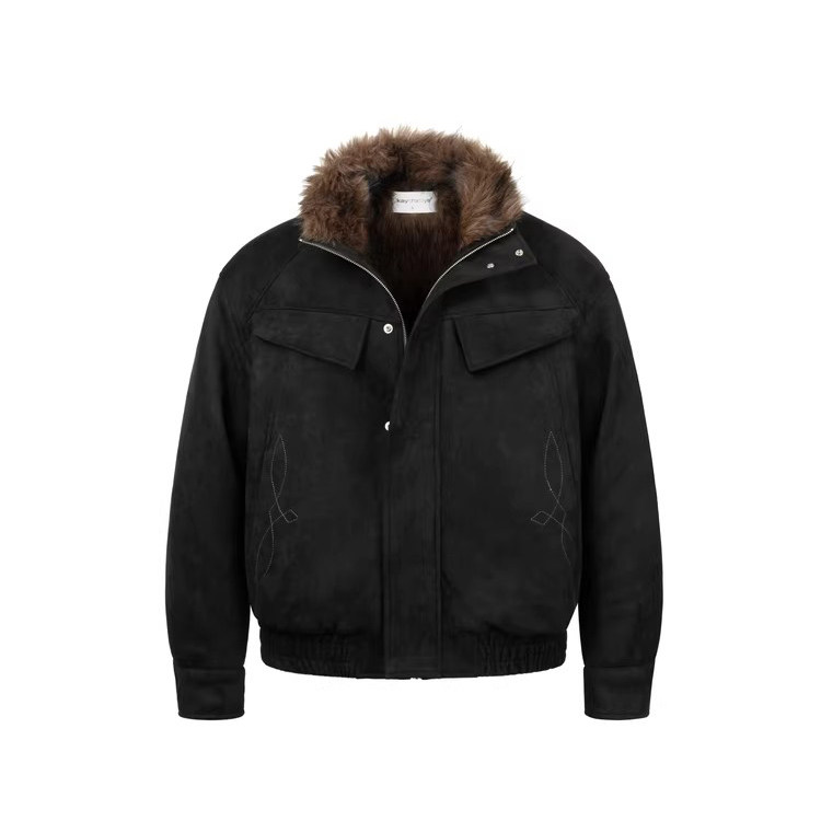 麂皮刺绣毛毛内里 棉衣棉服外套 D328-MY973-P128图片