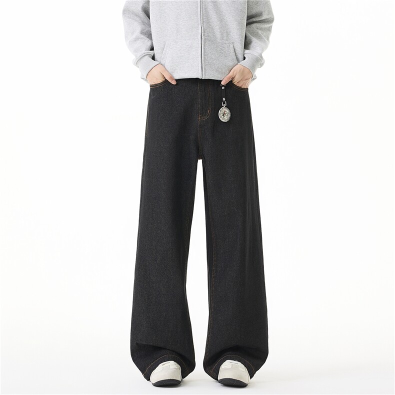 男女基础款重工水洗日系复古宽松直筒牛仔裤xz405-k2021-p65，男装牛仔裤，星座405