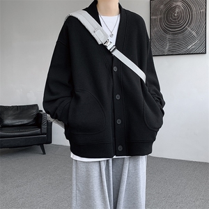 8XL-M春季开衫V领卫衣男港风日系慵懒风痞帅长袖上衣服外套KS001图片