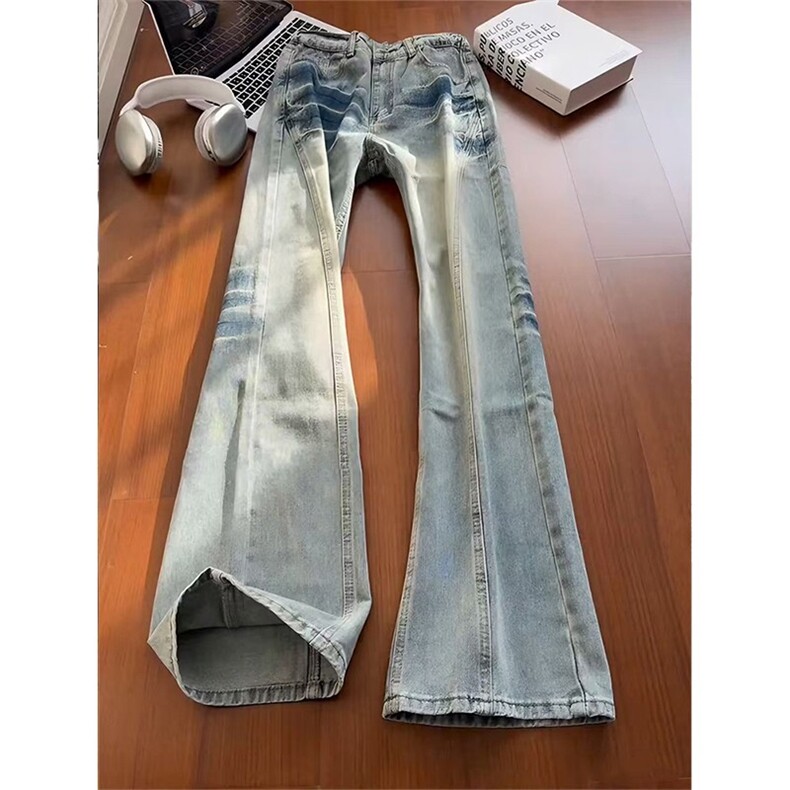 网图斜切渐变牛仔裤男美式高街vibe裤子直筒微喇裤NZK7151-特P48,男装牛仔裤,星座1007（原301D）