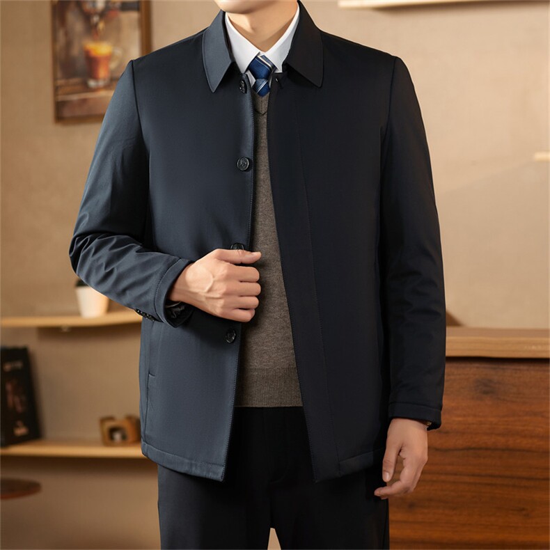 主推中老年羽绒服外套男装冬季中年翻领短款白鸭绒羽绒服大衣,男装羽绒服,钱塘723