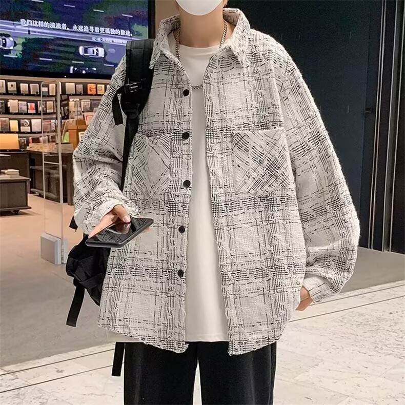 小香风格子翻领外套男女秋季休闲百搭高级感粗纺夹克上衣JKC400,男装夹克,星座516A