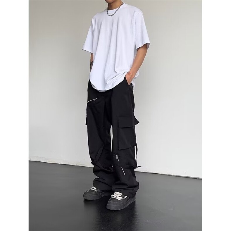 美式工装裤男冬季高街潮牌设计感小众拉链裤加绒K391P47,男装休闲裤,星座1116-2
