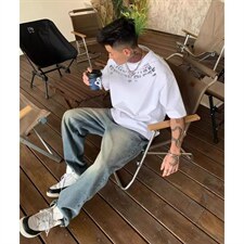 网图重磅纯棉短袖T恤男女潮牌夏季美式半袖体恤A025-T7675-P25，男装T恤，电商A025