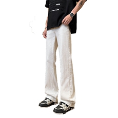 夏季新款纯色男士牛仔裤微喇高街高腰美式vibe休闲裤K2536-特P45，男装休闲裤，星座610（原A335）