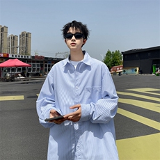 有原图YK86047-P3520%人棉80%涤纶蓝白色条纹长袖衬衫男春夏季，男装衬衫，电商A086-1