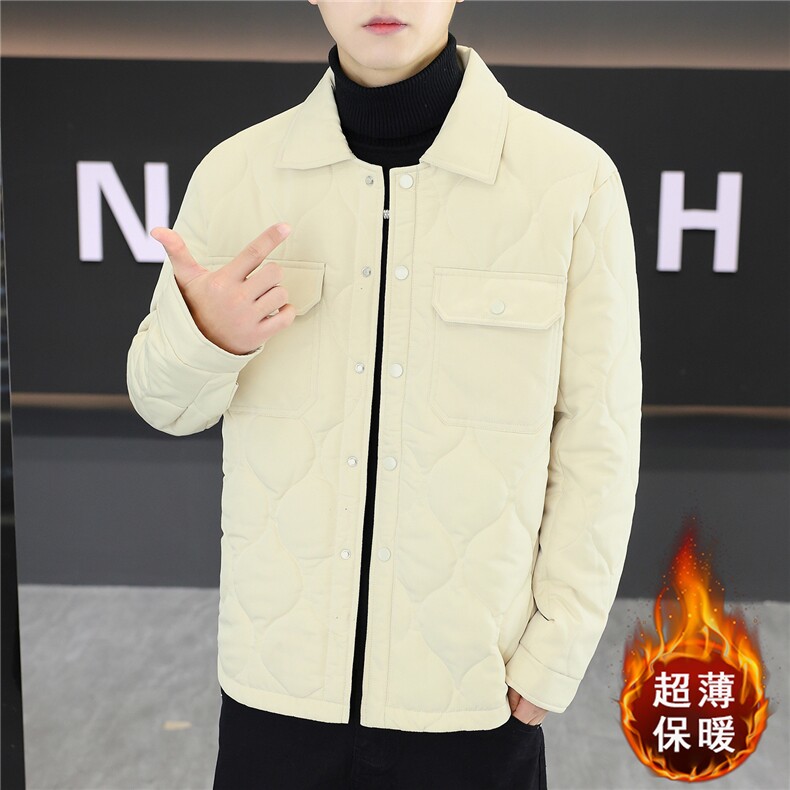 1018-MY921-P73秋冬新款男轻薄网格棉服外套休闲翻领百搭显瘦保暖,男装棉衣,星座1018