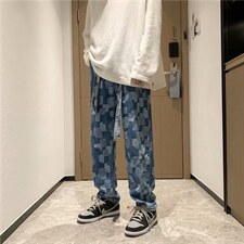 春季港风牛仔裤高街直筒长裤男ins潮牌宽松坠感阔腿裤潮k702-p55，男装牛仔裤，星座1008-2