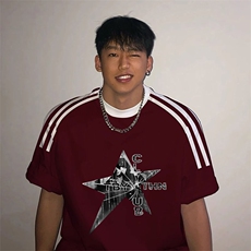 夏季美式高街重磅纯棉三条杠织带撞色男女短袖T恤ZD520-特P30，男装T恤，电商A486