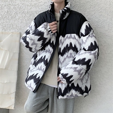 棉服男潮拼色情侣上衣港风加厚保暖宽松立领外套M0780-P90，男装棉衣，星座308B-2
