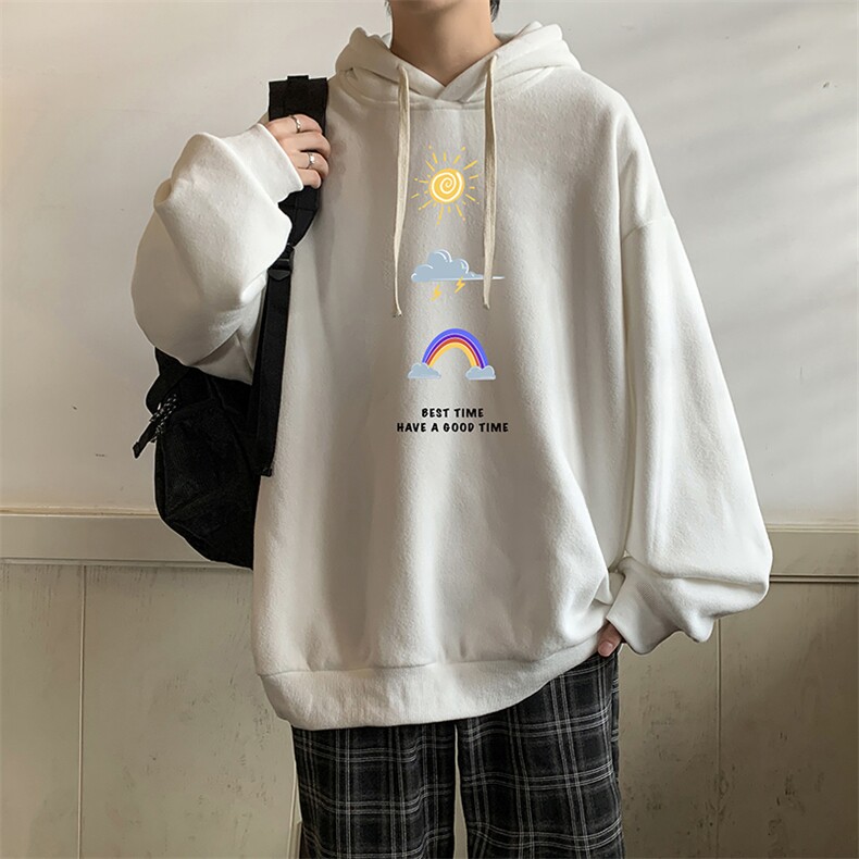 纯棉连帽卫衣男大码运动帽衫宽松薄WY2141-P35加绒款-P40,男装卫衣,电商A040