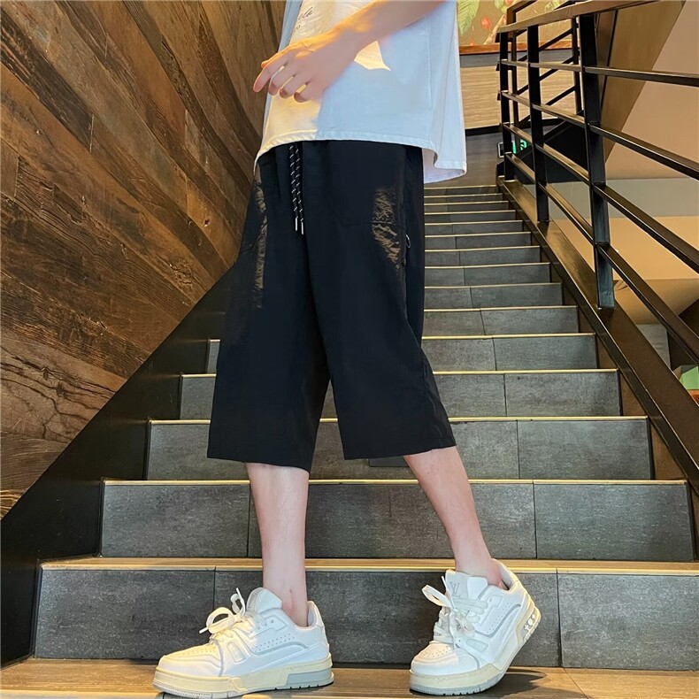 七分裤男士港风潮流百搭夏季学院风2024新款ins宽松短裤K5641-P26,男装牛仔裤,星座412-3