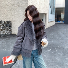 新款主推皮毛一体外套2673-P205-K308，女装短外套，2C129