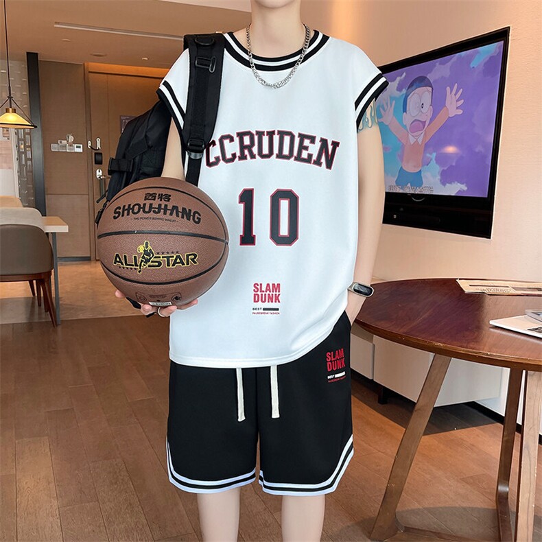 夏季背心短裤套装潮牌无袖t恤篮球运动两件套6173特P40控68,男装T恤,电商A309