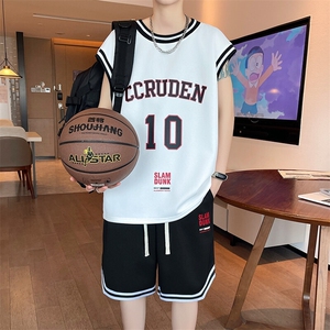 夏季背心短裤套装潮牌无袖t恤篮球运动两件套6173特P40控68图片