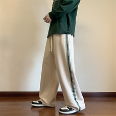 港风休闲裤男条纹宽松大码直筒拖地裤卫裤KP712P38，男装休闲裤，星座1204-3