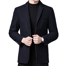 CKM902钱塘2020-2中年男士商务休闲简约冬季厚款毛呢西服P97，男装毛呢大衣，钱塘207-2
