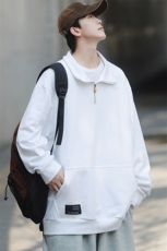 秋季上衣男拉链半高领卫衣男装港风长袖t恤男外套男W107-P38，男装卫衣，星座815-2