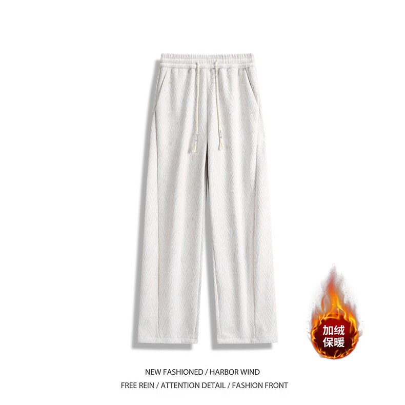 冬季新款美式人字纹肌理感加绒保暖休闲裤B315-K25883JR特p48控88，男装棉衣，电商B315