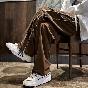 车明线垂感裤子男女直筒潮流高街vibe风美式休闲裤痞帅运动长裤图片